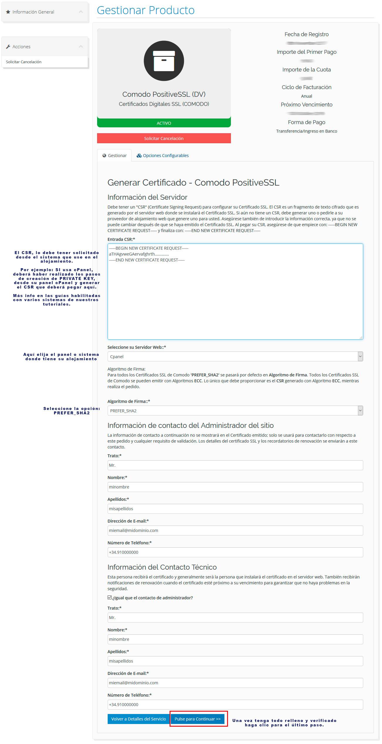 Enroll o Inscripción del certificado SSL (IMPORTANTE) enroll ssl